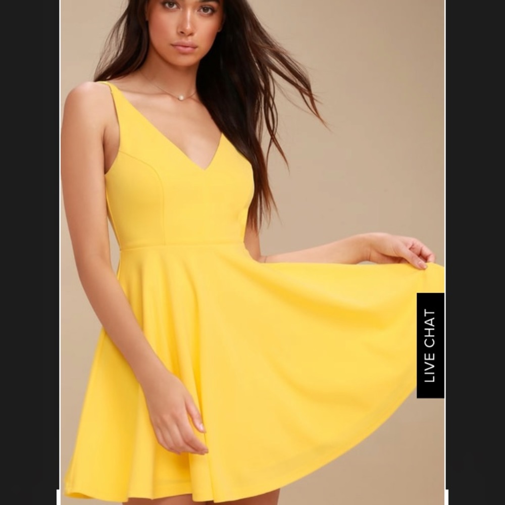 Lulu’s Darling Delight Yellow Skater Dress